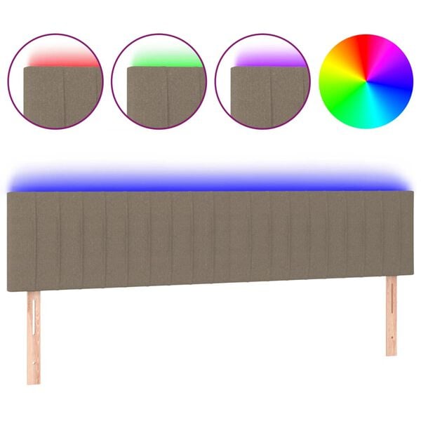 vidaXL Κεφαλάρι Κρεβατιού LED Taupe 200x5x78/88 εκ. Υφασμάτινο