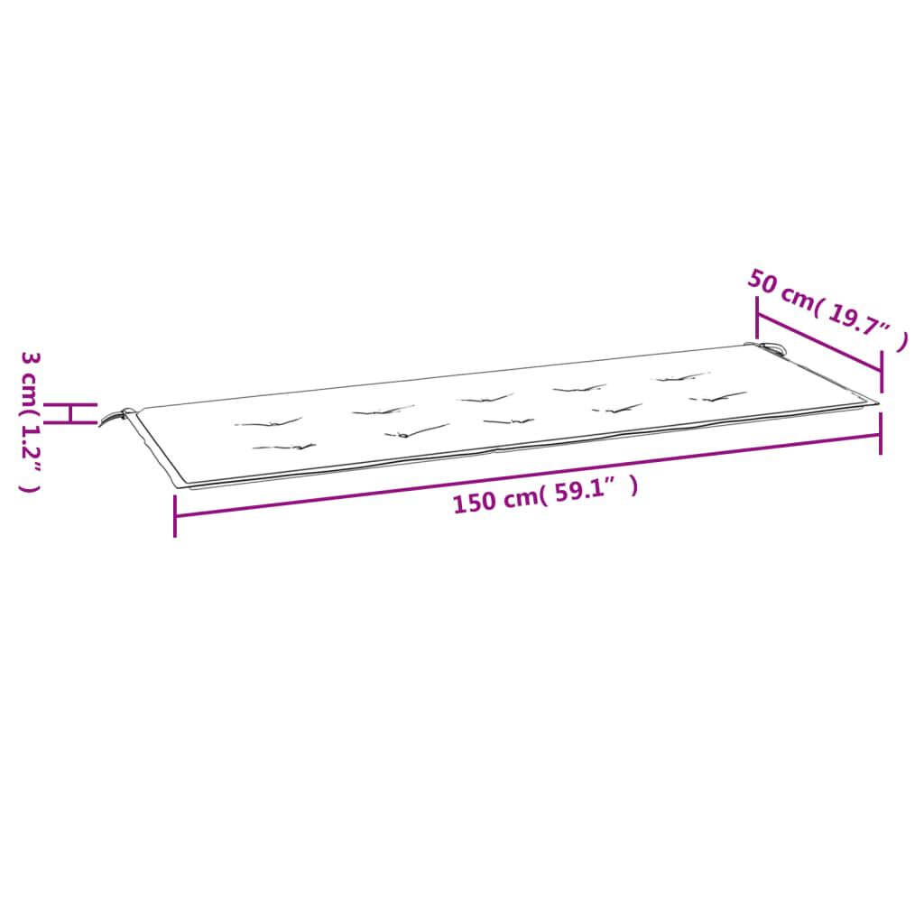 vidaXL Μαξιλάρι Πάγκου Κήπου Αν. Πράσινο 150 x 50 x 3εκ. Ύφασμα Oxford