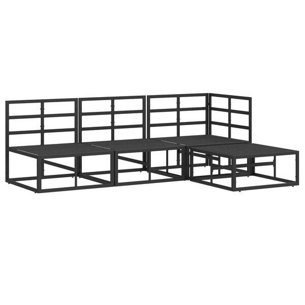 vidaXL Σετ Καναπέ Κήπου 4 pcs Μαύρο 211.5 x 141.5 x 71 εκ Αλουμίνιο