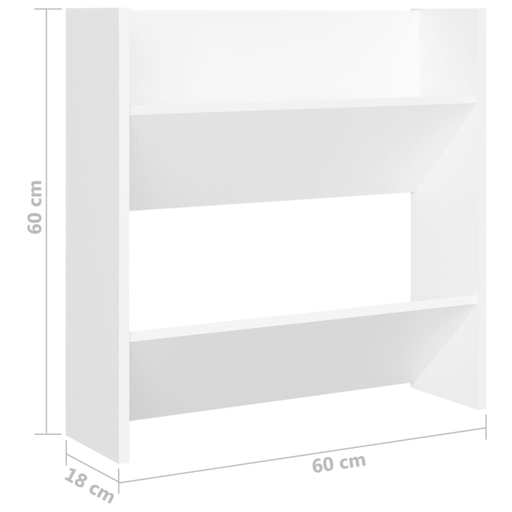 vidaXL Παπουτσοθήκες Τοίχου 2 τεμ. Λευκές 60x18x60 εκ. από Μοριοσανίδα