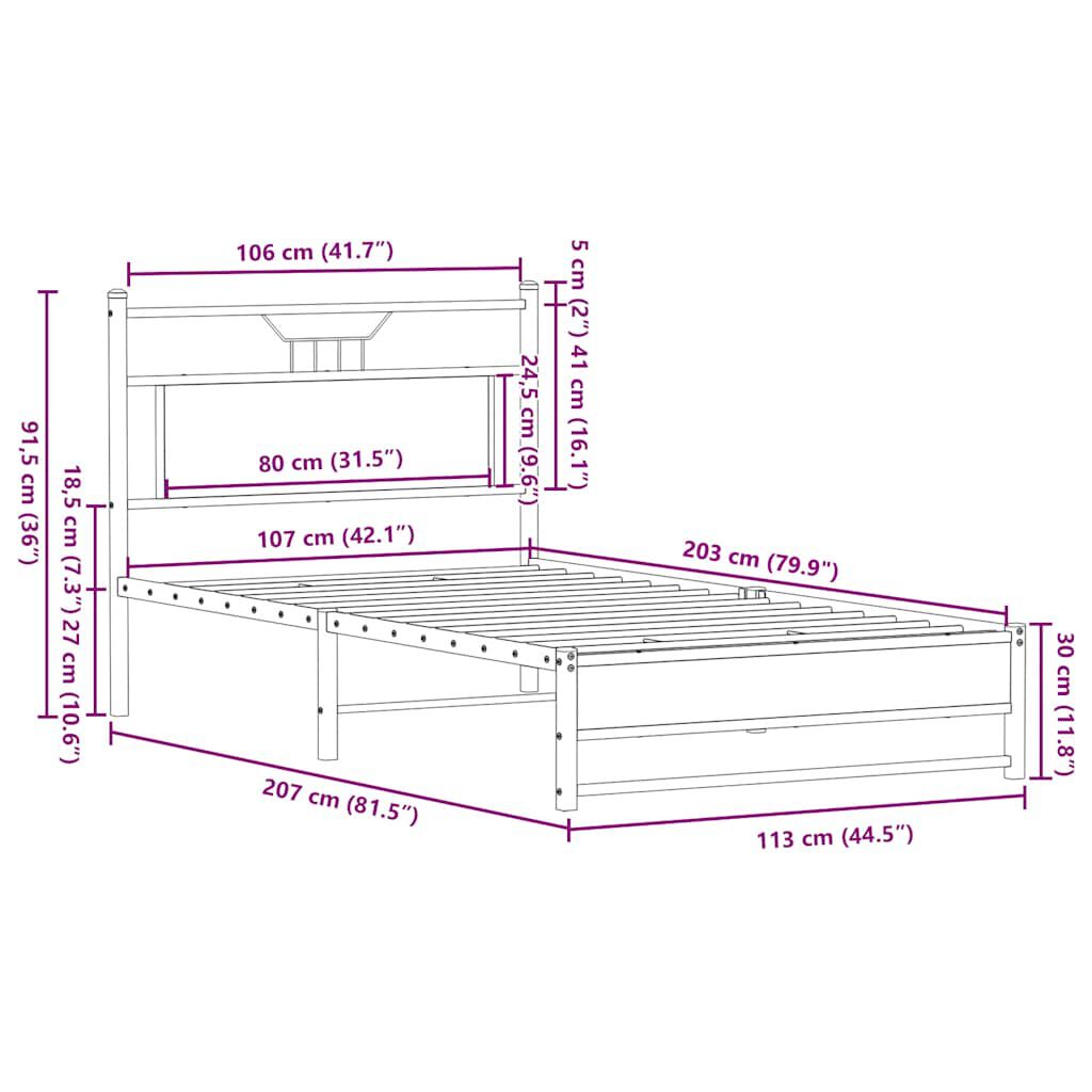 vidaXL Πλαίσιο Κρεβατιού Χωρ. Στρώμα Sonoma Δρυς 107x203 εκ. Επ. Ξύλο
