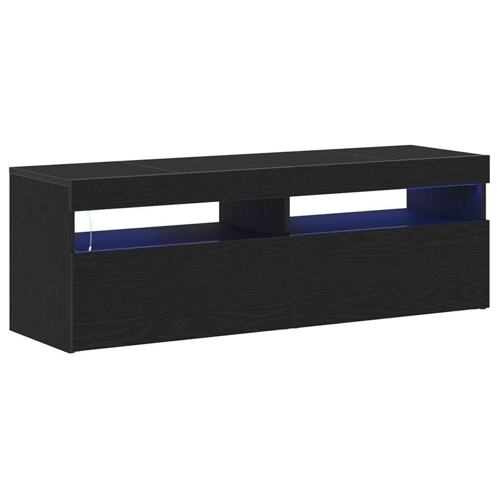 vidaXL Ντουλάπα τηλεόρασης με LED Μαύρη Δρύς 120x35x40 εκ. Επεξεργασμένο ξύλο