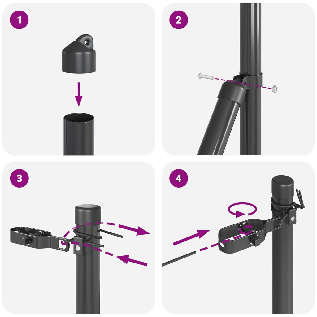 vidaXL Κολώνες Φράχτη 7 τεμ Γκρι Ø32 mm 200 cm Γαλβανισμένο Ατσάλι