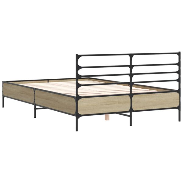 vidaXL Πλαίσιο Κρεβατιού Sonoma Δρυς 140x200 εκ. Επεξ. Ξύλο & Μέταλλο