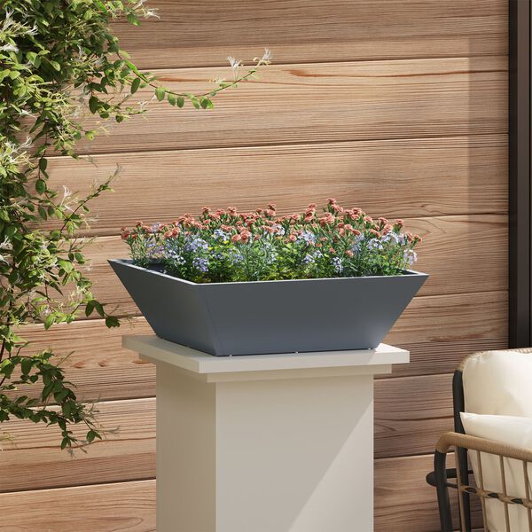 vidaXL Γλάστρα Κήπου Ανθρακί 50 x 50 x 15 cm Ατσάλι