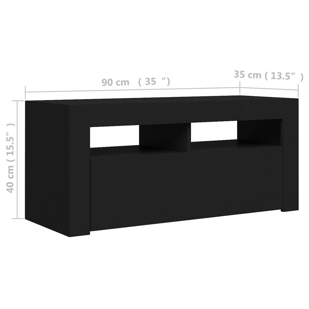 vidaXL Έπιπλο Τηλεόρασης με LED Μαύρο 90 x 35 x 40 εκ.