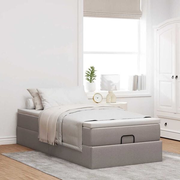 vidaXL Οθωμανικό κρεβάτι με στρώμα Taupe 90x190cm ύφασμα