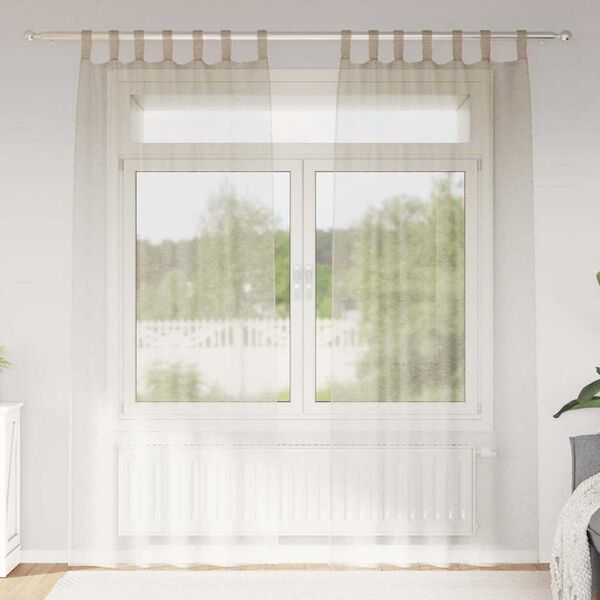 vidaXL Κουρτίνες με κουρτίνες 2 pcs Άμμος Πολυεστέρας