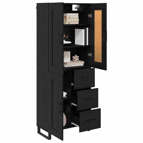 vidaXL Highboard &Mu;&alpha;ύ&rho;&eta; &Omicron;&xi;&upsilon;ά 69,5 x 34 x 180 &epsilon;&kappa;. &Epsilon;&pi;&epsilon;&xi;&epsilon;&rho;&gamma;&alpha;&sigma;&mu;έ&nu;&omicron; &xi;ύ&lambda;&omicron;