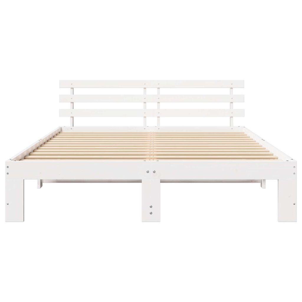 vidaXL Σκελετός Κρεβατιού Λευκό 150 x 200 cm Μασίφ ξύλο πεύκου