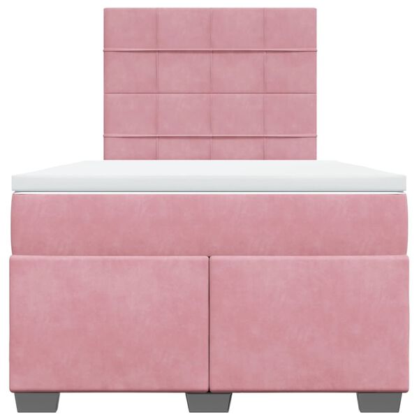 vidaXL Κρεβάτι Boxspring με Στρώμα Ροζ 120x200 εκ. Βελούδινο