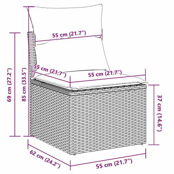 vidaXL Σετ Καναπέ Κήπου με μαξιλάρι 8 pcs Μπεζ Πολυ ράταν