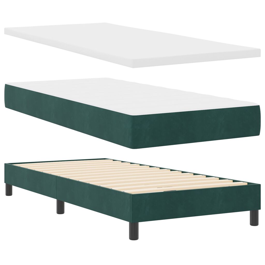 κρεβάτι με στρώμα vidaXL Dark Green 90x200 εκ. Βελούδο