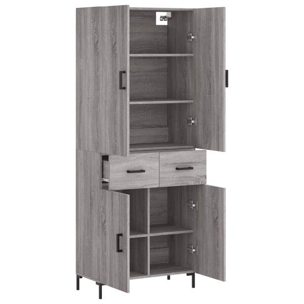vidaXL Ντουλάπι Γκρι Sonoma 69,5 x 34 x 180 εκ. Επεξεργασμένο Ξύλο