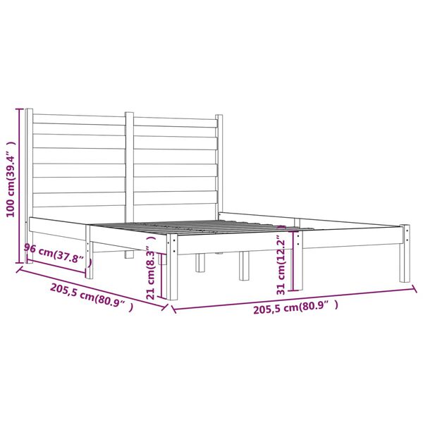 vidaXL Πλαίσιο Κρεβατιού Καφέ Μελί 200 x 200 εκ. από Μασίφ Ξύλο Πεύκου