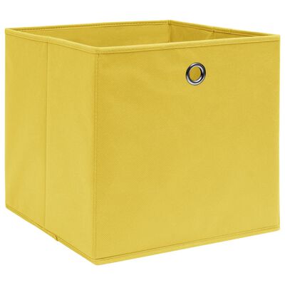 vidaXL Κουτιά Αποθήκευσης 10 τεμ. Κίτρινα 32 x 32 x 32 εκ. Υφασμάτινα