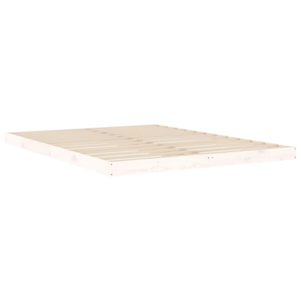vidaXL Πλαίσιο Κρεβατιού Λευκό 150x200 εκ. Μασίφ Ξύλο Πεύκου King Size