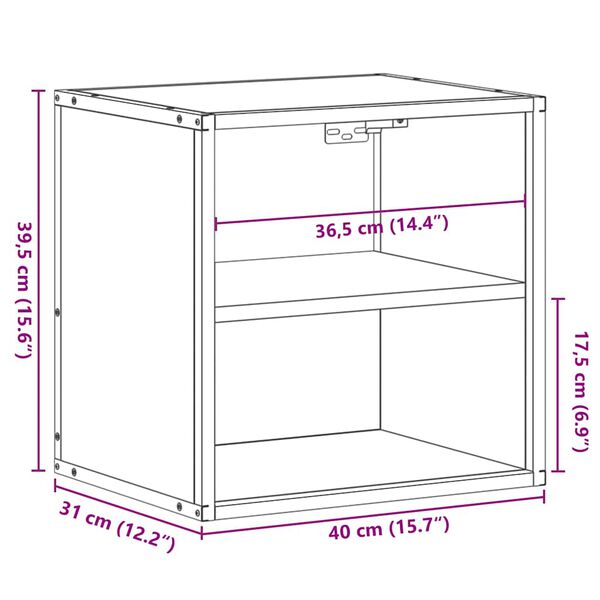 vidaXL Επίτοιχο ντουλάπι κομοδίνου Μαύρο 40x31x39,5 cm