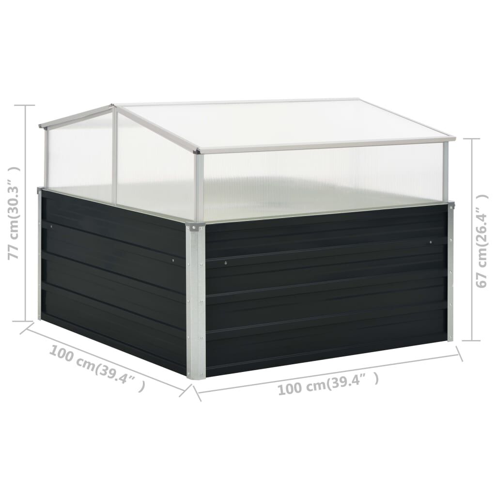 vidaXL Θερμοκήπιο Σπορείο Ανθρακί 100x100x77 εκ. Γαλβανισμένος Χάλυβας