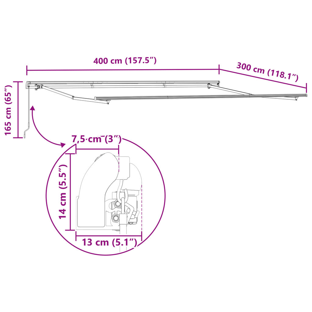 vidaXL Χειροκίνητη Ανασυρόμενη Τέντα Λευκή 400x300 cm