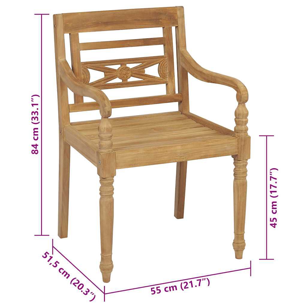 vidaXL Καρέκλες Batavia 2 τεμ. από Μασίφ Ξύλο Teak με Taupe Μαξιλάρια