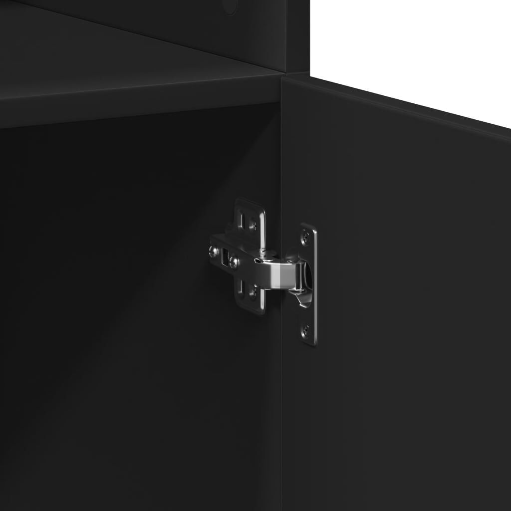 vidaXL Ραφιέρα με Ντουλάπια Μαύρο 70 x 42,5 x 225 εκ. από Επεξ. Ξύλο