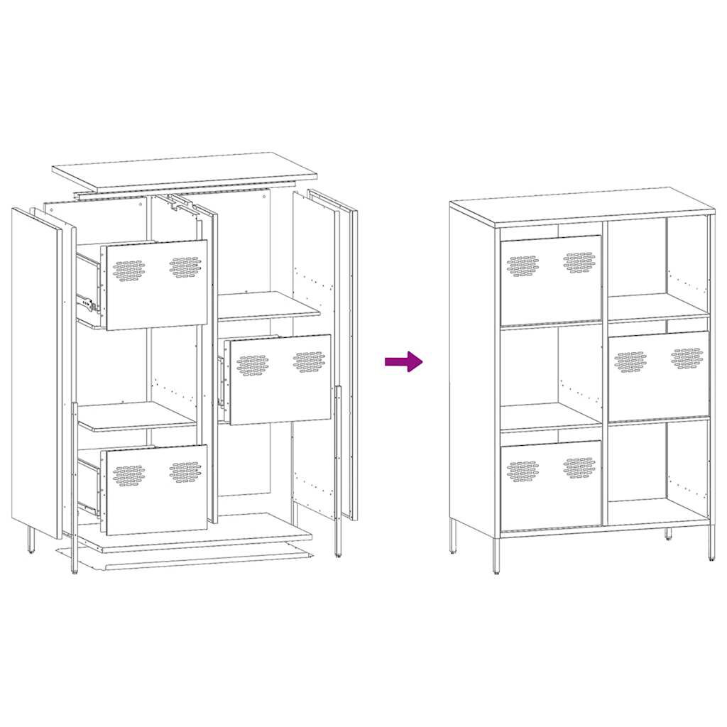 vidaXL Ντουλάπι Πράσινο Λαδί 68x39x103,5 εκ. από Ατσάλι