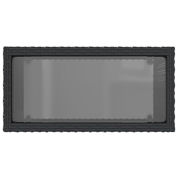 vidaXL Τραπέζι Κήπου με Γυάλινη Επιφ. Μαύρο 58x27,5x55 εκ. Συνθ. Ρατάν