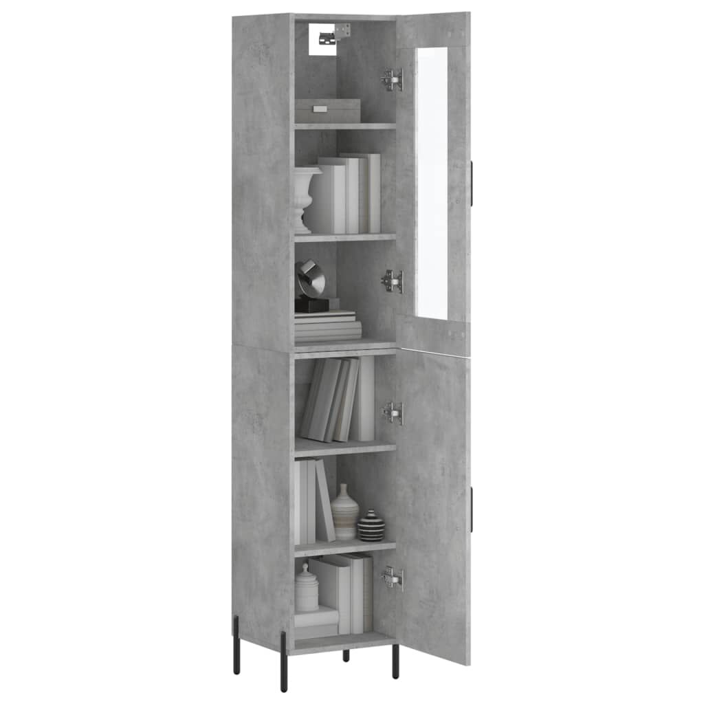 vidaXL Ντουλάπι Γκρι Σκυροδέματος 34,5x34x180 εκ. Επεξεργασμένο Ξύλο