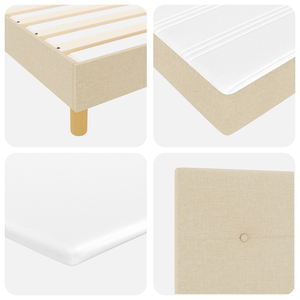 vidaXL Κρεβάτι Box Spring με Στρώμα & LED Κρεμ 120x200 εκ. Ύφασμα