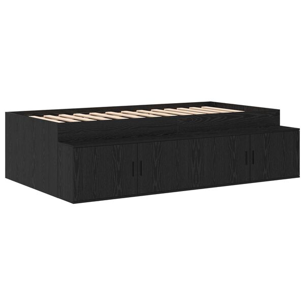 vidaXL Κρεβάτι Αποθήκευσης Μαύρο Καφέ 90x200 cm