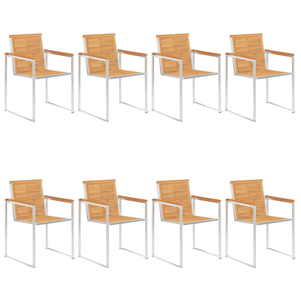vidaXL Καρέκλες Κήπου 8 τεμάχια από Μασίφ Ξύλο Teak με Μαξιλάρια
