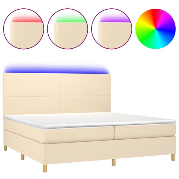 vidaXL &Kappa;&rho;&epsilon;&beta;ά&tau;&iota; Boxspring &mu;&epsilon; &Sigma;&tau;&rho;ώ&mu;&alpha; & LED &Kappa;&rho;&epsilon;&mu; 200x200 &epsilon;&kappa;. &Upsilon;&phi;&alpha;&sigma;&mu;ά&tau;&iota;&nu;&omicron;