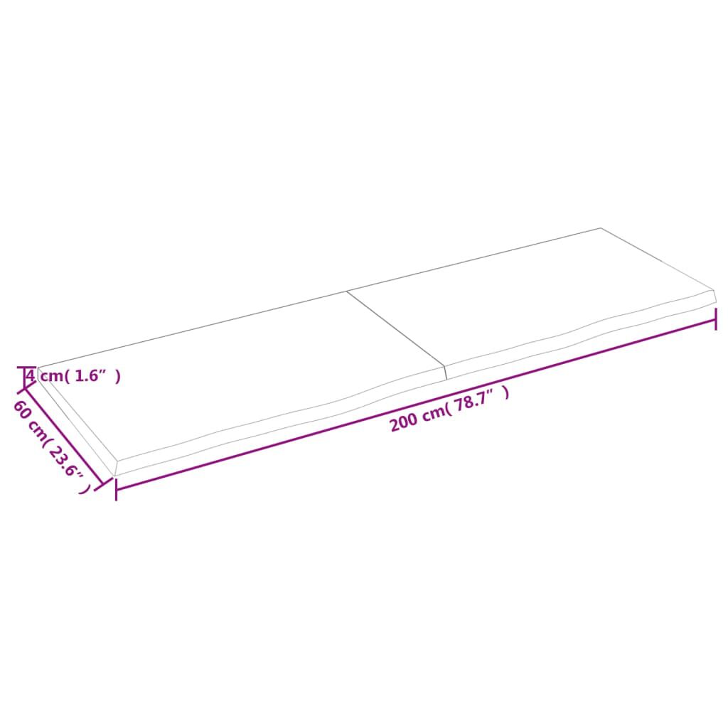 vidaXL Επιφάνεια Τραπεζιού 200x60x(2-4)εκ Ακατέργαστο Μασίφ Ξύλο Δρυός