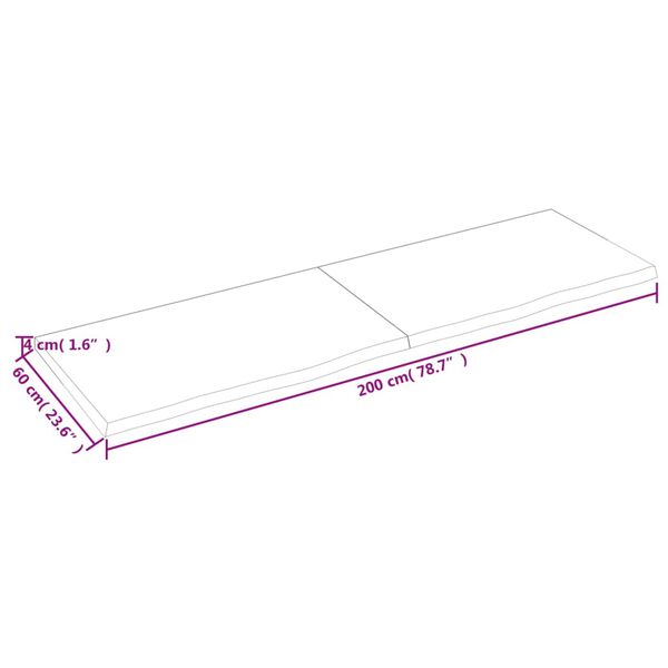 vidaXL Επιφάνεια Τραπεζιού 200x60x(2-4)εκ Ακατέργαστο Μασίφ Ξύλο Δρυός