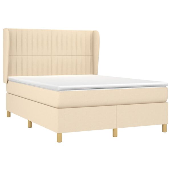 vidaXL &Kappa;&rho;&epsilon;&beta;ά&tau;&iota; Boxspring &mu;&epsilon; &Sigma;&tau;&rho;ώ&mu;&alpha; &Kappa;&rho;&epsilon;&mu; 140x190 &epsilon;&kappa;. &Upsilon;&phi;&alpha;&sigma;&mu;ά&tau;&iota;&nu;&omicron;