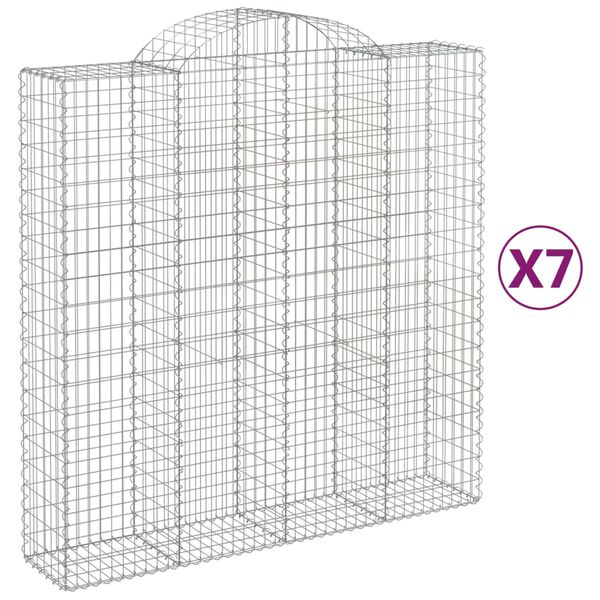 vidaXL Συρματοκιβώτια Τοξωτά 7 τεμ. 200x50x200/220 εκ. Γαλβαν. Ατσάλι