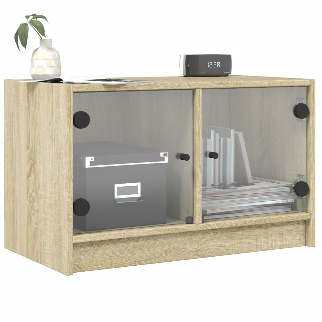 vidaXL Βοηθητικό Ντουλάπι Sonoma Δρυς 68x37x42 εκ. με Γυάλινες Πόρτες