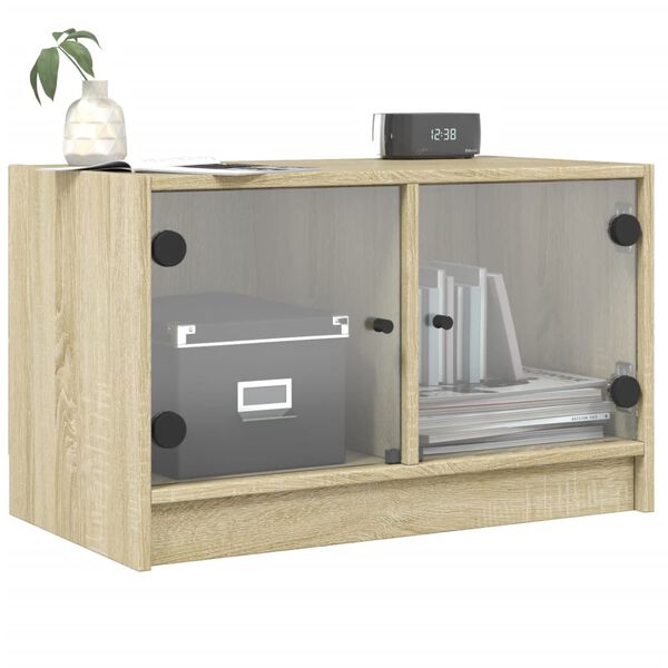 vidaXL Βοηθητικό Ντουλάπι Sonoma Δρυς 68x37x42 εκ. με Γυάλινες Πόρτες