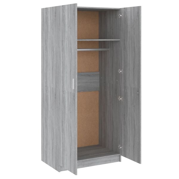 vidaXL Ντουλάπα Γκρι Sonoma 80 x 52 x 180 εκ. από Επεξεργασμένο Ξύλο