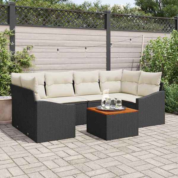 vidaXL Σετ Καναπέ Κήπου 7 pcs Μαύρο και λευκό
