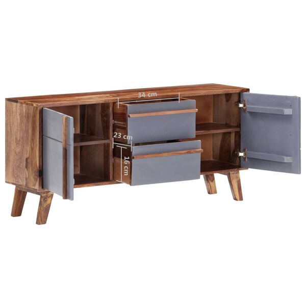 vidaXL Μπουφές Γκρι 120 x 30 x 55 εκ. από Μασίφ Ξύλο