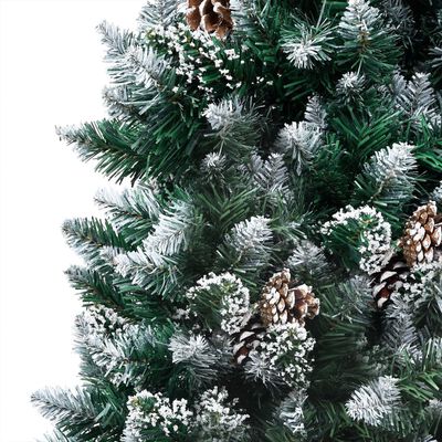 vidaXL Χριστουγεν. Δέντρο Τεχνητό 210εκ με LED/Κουκουνάρια/Λευκό Χιόνι