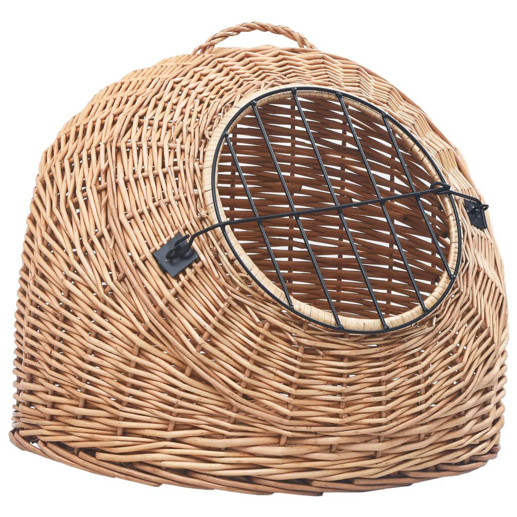 vidaXL Καλάθι Μεταφοράς Γάτας 45 x 35 x 35 εκ. από Φυσικό Ξύλο Ιτιάς