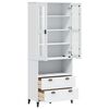 vidaXL Ντουλάπι Ψηλό VIKEN Λευκός 80x40x80 εκ. από Μασίφ Ξύλο Πεύκου