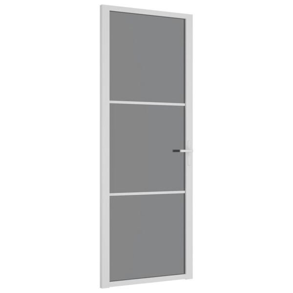 vidaXL Εσωτερική Πόρτα 76 x 201,5 εκ. Λευκό ESG Γυαλί και Αλουμίνιο