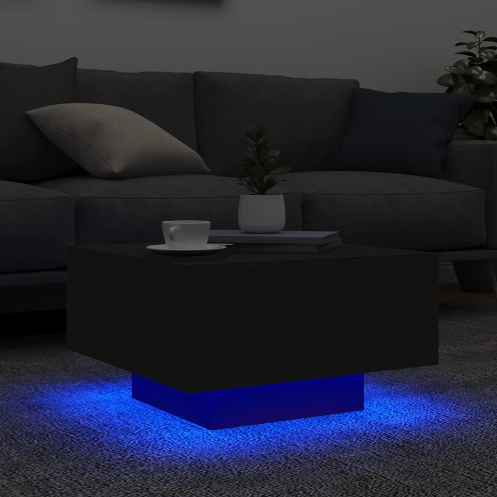 vidaXL Τραπεζάκι Σαλονιού με Φώτα LED Μαύρο 55x55x31 εκ.