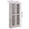 vidaXL Βιτρίνα Γκρι του Σκυροδέματος 82,5x30,5x185,5 εκ. Επεξ. Ξύλο