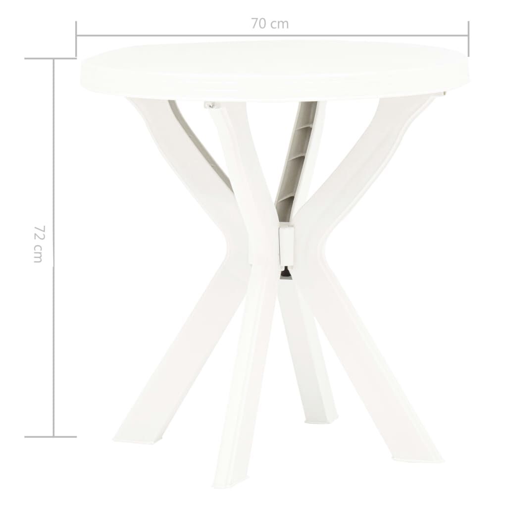 vidaXL Τραπέζι Bistro Λευκό Ø70 εκ. Πλαστικό