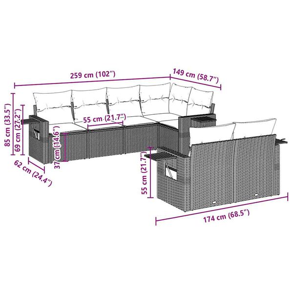vidaXL &Sigma;&alpha;&lambda;ό&nu;&iota; &Kappa;ή&pi;&omicron;&upsilon; &Sigma;&epsilon;&tau; 7 &Tau;&epsilon;&mu;&alpha;&chi;ί&omega;&nu; &Gamma;&kappa;&rho;&iota; &Sigma;&upsilon;&nu;&theta;&epsilon;&tau;&iota;&kappa;ό &Rho;&alpha;&tau;ά&nu; &mu;&epsilon; &Mu;&alpha;&xi;&iota;&lambda;ά&rho;&iota;&alpha;